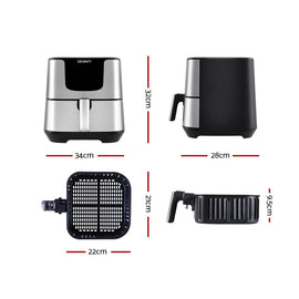 Devanti Air Fryer 7L LCD Fryers Stainless Steel - 0