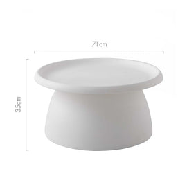 Artiss Coffee Table Round 71CM Plastic White - 0