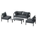 Gardeon 4 Seater Outdoor Sofa Set Aluminium Patio Furniture Setting 4PC Charcoal-3
