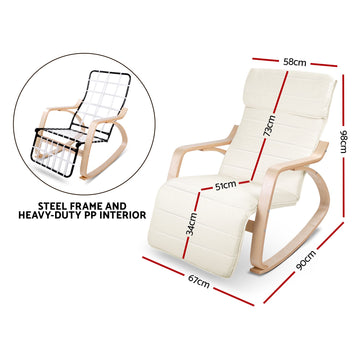 Artiss Rocking Armchair Footrest Nursing Beige Afton - 0