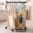 Artiss Wooden Art Drying & Canvas Storage Rack with Caster Wheels for Studio,Galleries,Classroom-8