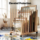 Artiss Art Drying & Storage Rack with Caster Wheels, Solid Wood Adjustable Slots Rack for Drawing Boards, Panels, Paintings, Artworks Display-7