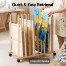 Artiss Art Drying & Storage Rack with Caster Wheels, Solid Wood Adjustable Slots Rack for Drawing Boards, Panels, Paintings, Artworks Display-8