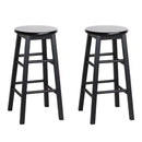 Artiss 2x Bar Stools Round Chairs Wooden Black-1