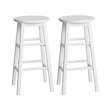 Artiss 2x Bar Stools Round Chairs Wooden White