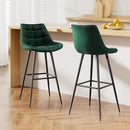 Artiss 2x Bar Stools Velvet Chairs Green-2