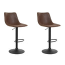 Artiss 2x Bar Stools Vintage Swivel Gas Lift Brown-13