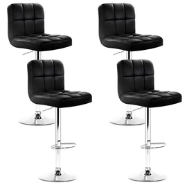 Artiss 4x Bar Stools Leather Gas Lift Black - 0