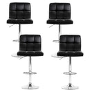 Artiss 4x Bar Stools Leather Gas Lift Black-5