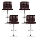 Artiss 4x Bar Stools Leather Gas Lift Brown-6