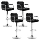 Artiss 4x Bar Stools Leather Gas Lift w/Armrest Black-15