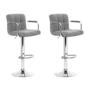 Artiss 2x Bar Stools Fabric Gas Lift w/Armrest Grey-13