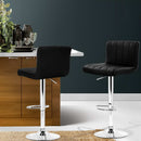 Artiss 2x Bar Stools Gas Lift Leather Chairs Black-13