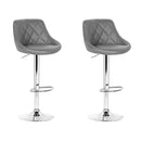 Artiss 2x Bar Stools Leather Padded Gas Lift Grey-2