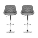 Artiss 2x Bar Stools Leather Padded Gas Lift Grey-6