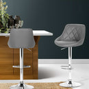 Artiss 2x Bar Stools Leather Padded Gas Lift Grey-13