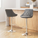 Artiss 2x Bar Stools Leather Padded Gas Lift Grey-15