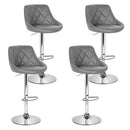 Artiss 4x Bar Stools Leather Padded Gas Lift Grey-2