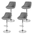Artiss 4x Bar Stools Leather Padded Gas Lift Grey-5