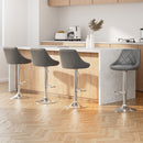 Artiss 4x Bar Stools Leather Padded Gas Lift Grey-13