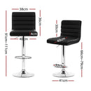 Artiss 4x Bar Stools Padded Leather Gas Lift Black-3