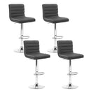 Artiss Set of 4 PU Leather Lined Pattern Bar Stools- Grey and Chrome-1