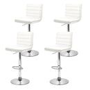 Artiss 4x Bar Stools Padded Leather Gas Lift White-5