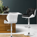 Artiss 2x Bar Stools Gas Lift Padded Leather Black & White-14