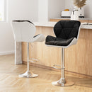 Artiss 2x Bar Stools Gas Lift Padded Leather Black & White-15