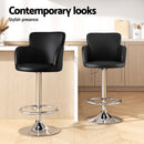 Artiss 1x Leather Bar Stools Swivel Adjustable Gas Lift PU Counter Chairs Black-7