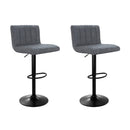 Artiss 2x Bar Stools Vintage Leather Gas Lift Grey-1