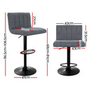 Artiss 2x Bar Stools Vintage Leather Gas Lift Grey-3