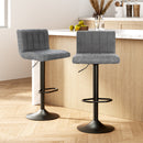 Artiss 2x Bar Stools Vintage Leather Gas Lift Grey-14