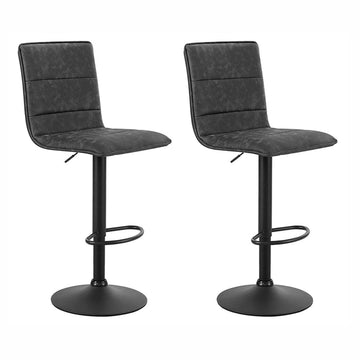 Artiss 2x Bar Stools Gas Lift Vintage Leather Grey - 0
