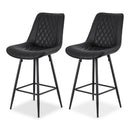 Artiss 2x Bar Stools Kitchen Dining Chair Counter Stool Diamond PU Leather Black-1