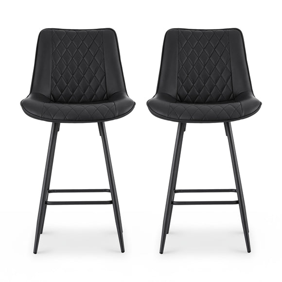 Artiss 2x Bar Stools Kitchen Dining Chair Counter Stool Diamond PU Leather Black