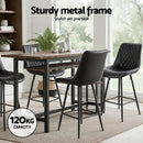Artiss 2x Bar Stools Kitchen Dining Chair Counter Stool Diamond PU Leather Black-4