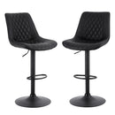 Artiss 2x Bar Stools Kitchen Swivel Gas Lift Counter Chair Diamond Leather Black-1