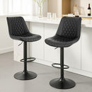 Artiss 2x Bar Stools Kitchen Swivel Gas Lift Counter Chair Diamond Leather Black-7