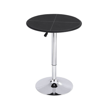 Artiss Bar Table Round Swivel Height Adjustable 62cm Modern PVC Leather Black