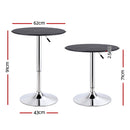 Artiss Bar Table Round Swivel Height Adjustable 62cm Modern PVC Leather Black-2