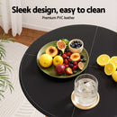 Artiss Bar Table Round Swivel Height Adjustable 62cm Modern PVC Leather Black-3