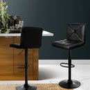 Artiss 2x Bar Stools Kitchen Dining Chairs Gas Lift Stool Leather Black-14