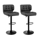 Artiss 2x Bar Stools Gas Lift Leather Padded Grey-1