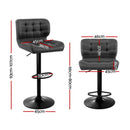 Artiss 2x Bar Stools Gas Lift Leather Padded Grey-2