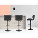 Artiss 2x Bar Stools Gas Lift Leather Padded Grey-5