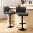 Artiss 2x Bar Stools Gas Lift Leather Padded Grey-7