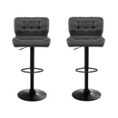 Artiss 2x Bar Stools Gas Lift Leather Padded Grey-6