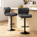 Artiss 2x Bar Stools Gas Lift Leather Padded Grey-14