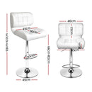 Artiss 2x Bar Stools Gas Lift Leather Padded White-2